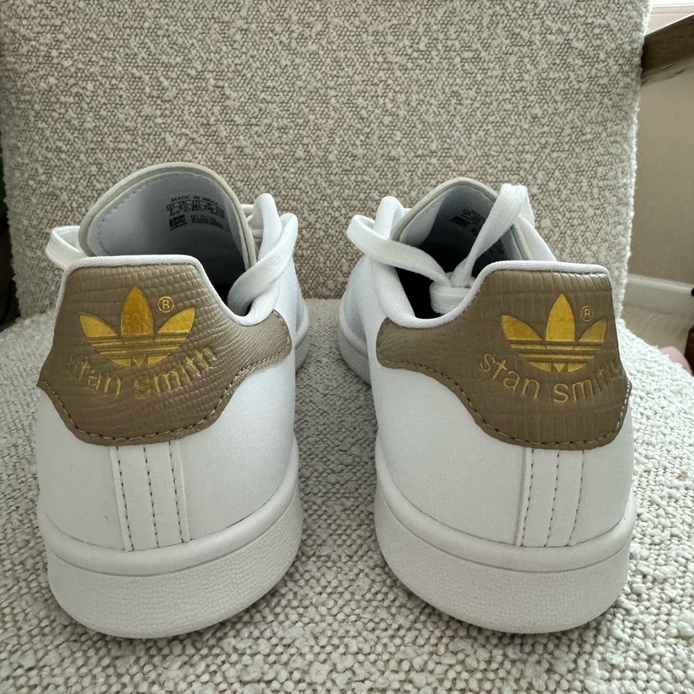 Adidas Stan Smith Tan and Gold Detail